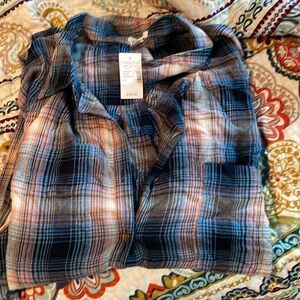 Maurices blue/pink plaid top